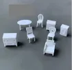 piezas resina abs para maquetas set 8 muebles mini 20mms aprox color blanco 1