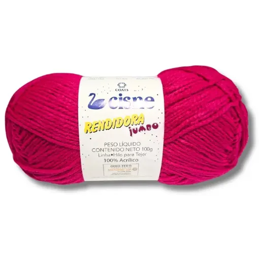 lana 100 acrilica cisne rendidora jumbo tex425 para tejer x100grs color 00470 fucsia 0