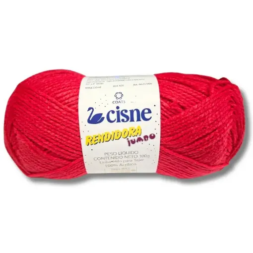lana 100 acrilica cisne rendidora jumbo tex425 para tejer x100grs color 01098 rojo fuego 0