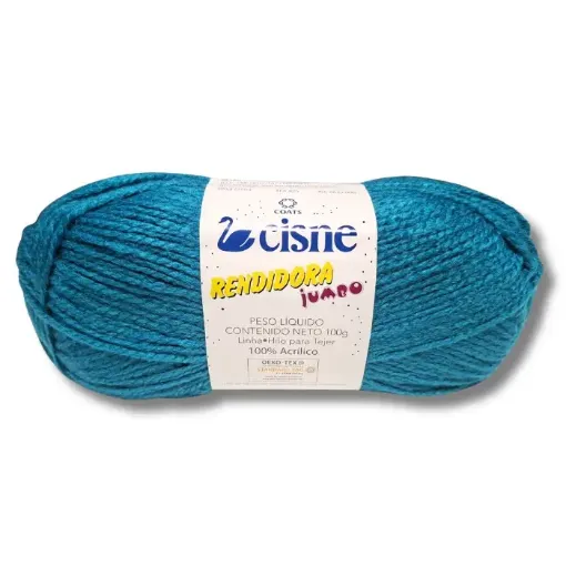 lana 100 acrilica cisne rendidora jumbo tex425 para tejer x100grs color 12544 verde azulado 0