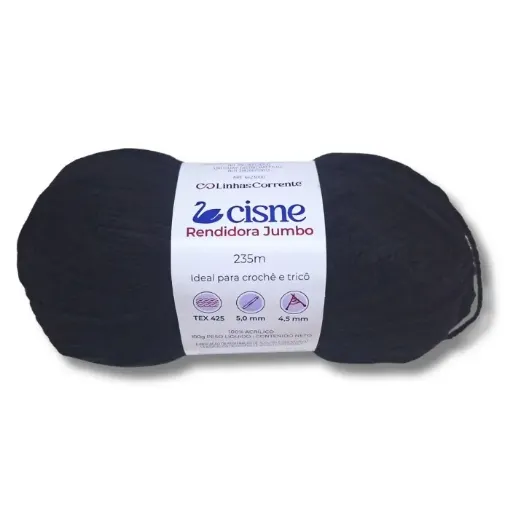 lana 100 acrilica cisne rendidora jumbo tex425 para tejer x100grs color 1000n negro 0