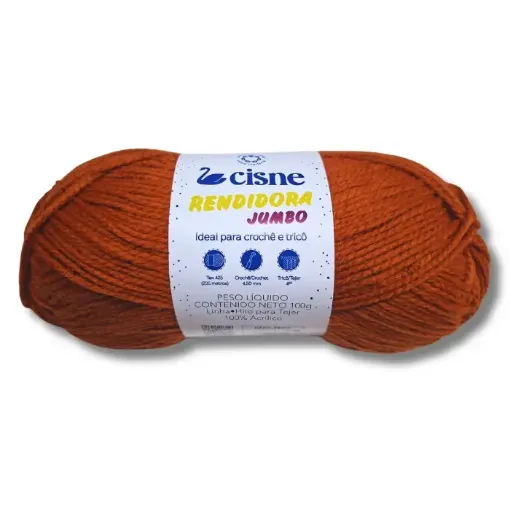lana 100 acrilica cisne rendidora jumbo tex425 para tejer x100grs color 00067 marron 0