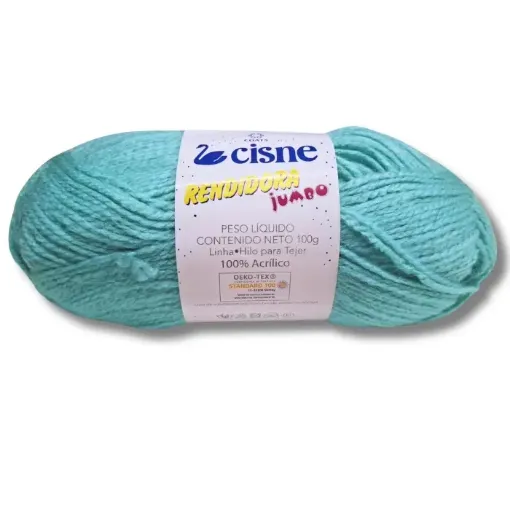 lana 100 acrilica cisne rendidora jumbo tex425 para tejer x100grs color 07013 verde pastel 0