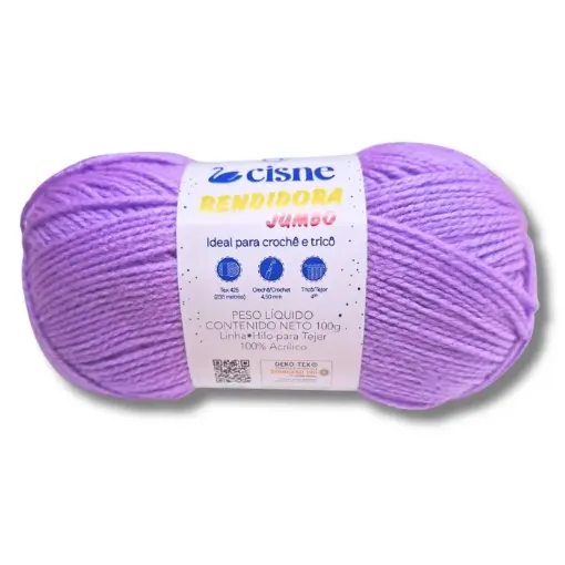 lana 100 acrilica cisne rendidora jumbo tex425 para tejer x100grs color 15020 lila pastel 0