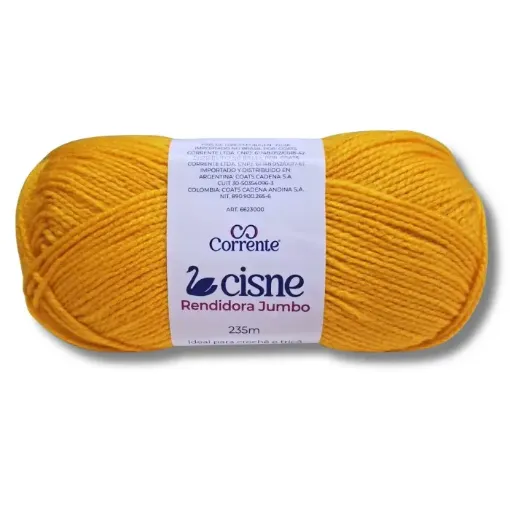 lana 100 acrilica cisne rendidora jumbo tex425 para tejer x100grs color 11030 amarillo oro 0