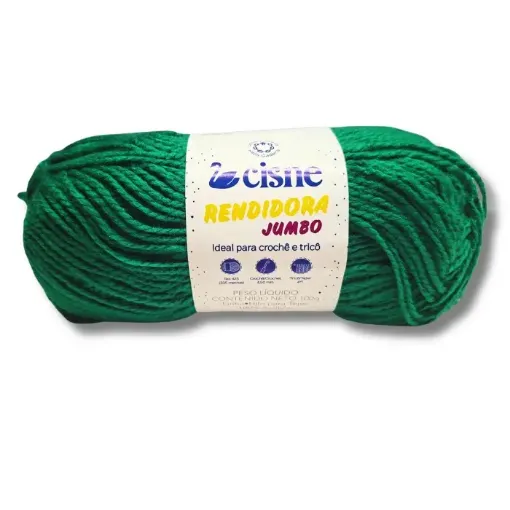 lana 100 acrilica cisne rendidora jumbo tex425 para tejer x100grs color 07470 verde brillante 0