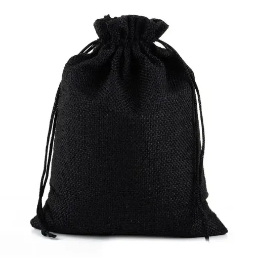 bolsa rustica medida 14x10cms cordon por 5 unidades color negro 0