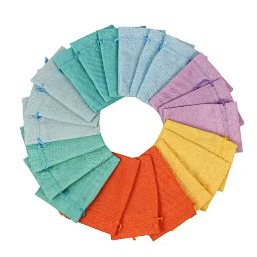 bolsa rustica medida 14x10cms cordon por 5 unidades varios colores 0