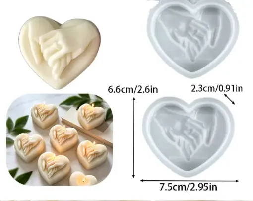 molde silicona para velas resina epoxi modelo corazon manos tomadas 66x75x23mms 0