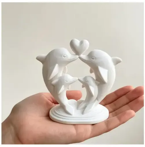 pieza impresion 3d abs modelo delfines corazon beso medida 85x50x90mms color blanco 0