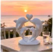 pieza impresion 3d abs modelo delfines corazon beso medida 85x50x90mms color blanco 1