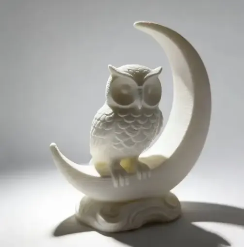 pieza impresion 3d abs modelo buho luna medida 92x40x100mms color blanco 0