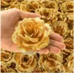 flor artificial rosa 80mms color oro metalizado x5 unidades 0