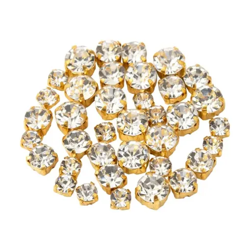 piedras coser imitacion strass cristal set x3 mediddas 4x3 5x4 5 6x5mms por 200 unidades base dorada 0