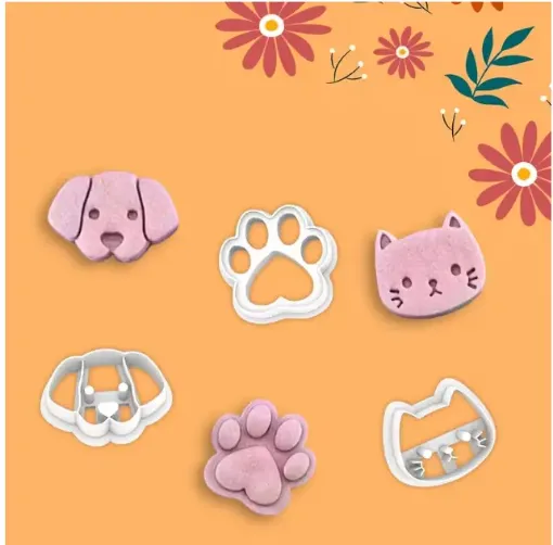 cortantes plastico mini para fondant masas modelo perro gato pata medida 40mms aprox x3 modelos 0