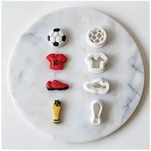 cortantes plastico mini para fondant masas modelo futbol x4 modelos 20 35mms 0