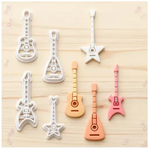 cortantes plastico mini para fondant masas modelo guitarras x4 medida 45mms 0