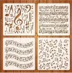 stencil plantilla reutilizable 14x14cms modelo notas musicales 4 motivos diferentes precio unitario 0