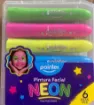 maquillaje pintura facial para rostro lavable pointer x6 colores neon 2