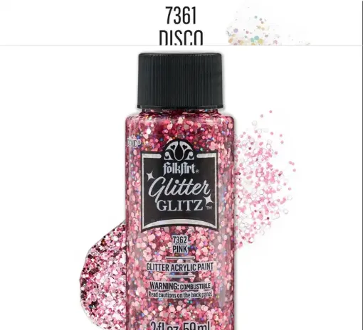 pintura acrilica purpurina brillo holografico glitter glitz folk art 2oz 59ml color 7362 pink 0