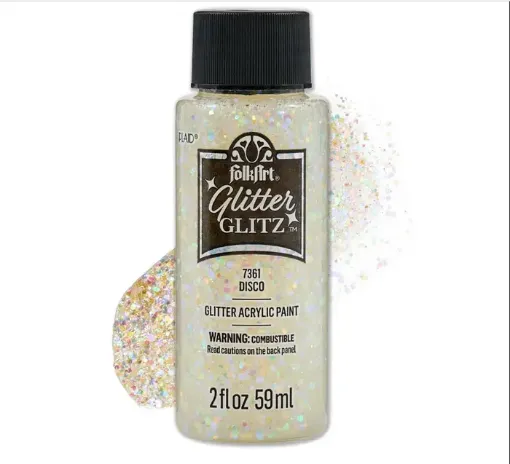 pintura acrilica purpurina brillo holografico glitter glitz folk art 2oz 59ml color 7361 disco 0