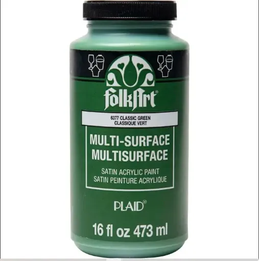 pintura acrilica satinada multi surface folk art 16oz 473ml color 6377 classic green verde clasico 0