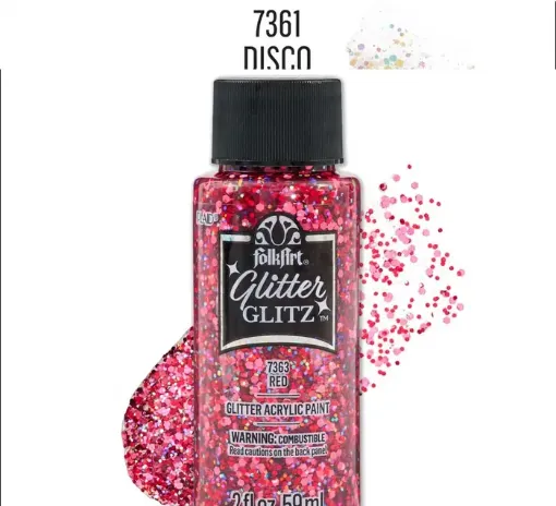 pintura acrilica purpurina brillo holografico glitter glitz folk art 2oz 59ml color 7363 red rojo 0