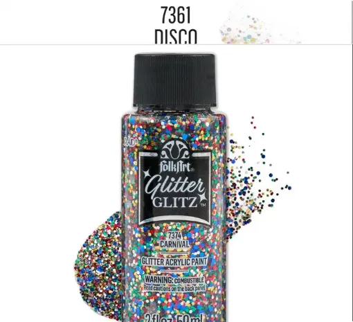 pintura acrilica purpurina brillo holografico glitter glitz folk art 2oz 59ml color 7374 carnival 0