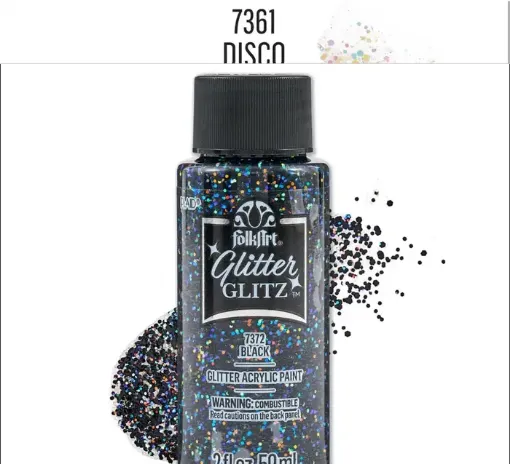 pintura acrilica purpurina brillo holografico glitter glitz folk art 2oz 59ml color 7361 black 0