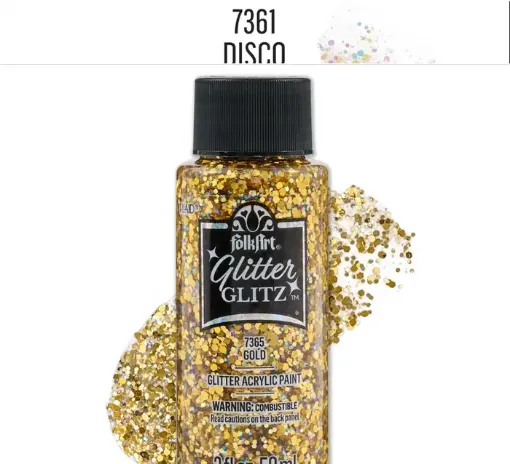 pintura acrilica purpurina brillo holografico glitter glitz folk art 2oz 59ml color 7365 gold oro 0