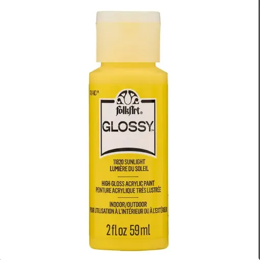 pintura acrilica brillante acrylic paint glossy folk art 2oz 59ml color sunlight amarillo sol 0