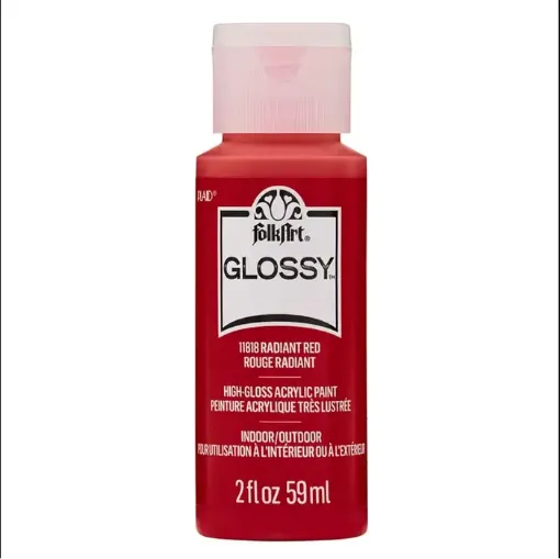 pintura acrilica brillante acrylic paint glossy folk art 2oz 59ml color radiant red rojo radiante 0