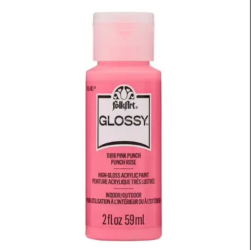 pintura acrilica brillante acrylic paint glossy folk art 2oz 59ml color pink punch rosado ponche 0