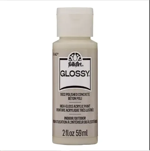 pintura acrilica brillante acrylic paint glossy folk art 2oz 59ml color 11832 polished concrete gris 0