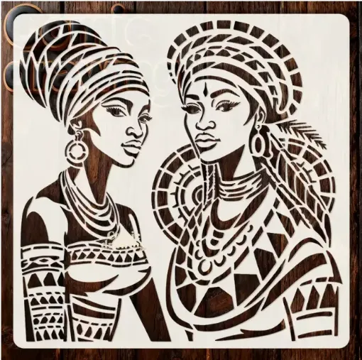 stencil plantilla reutilizable 15x15cms modelo africanas 0