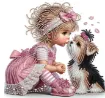 set pintura diamantes art gem 5d lamina 25x25cms motivo nena perrito beso lq015 0