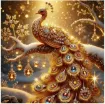 set pintura diamantes art gem 5d lamina 15x15cms motivo pavo real dorado ybb07 0