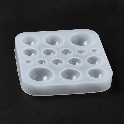 molde silicona para resina epoxi porcelana 9x9cms modelo cabujones redondos concavos 5 30mms x16 0