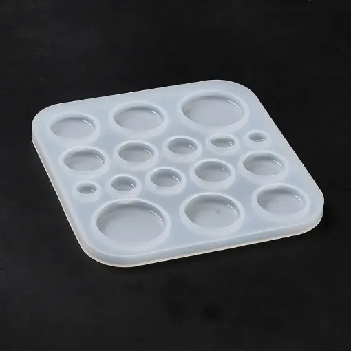 molde silicona para resina epoxi porcelana 9x9cms modelo cabujones redondos planos 5 30mms x16 0