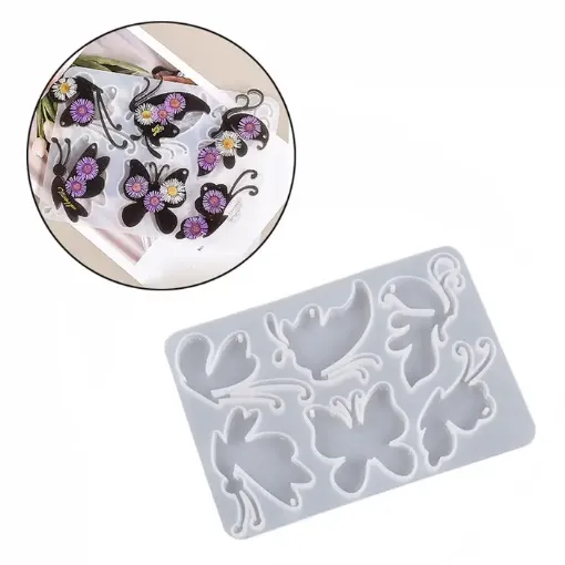 molde silicona para resina epoxi modelo colgantes dijes forma mariposas x6 modelos 166x118x6mms 0