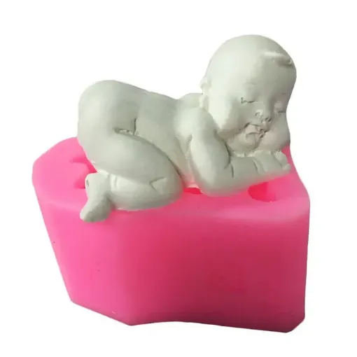 molde silicona grado alimenticio para resina epoxi masas modleo bebe acostado medida 63x53x30mm 0