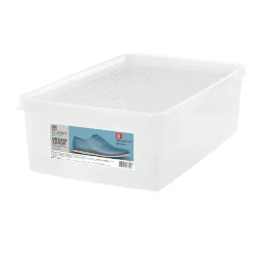 caja multiuso plastico transparente tapa para zapatos modelo modelo g medida 240x360x115mms 0