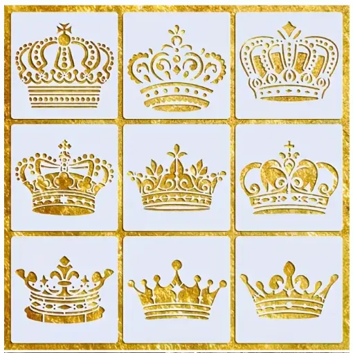 stencil plantilla reutilizable 13x13cms modelo corona 9 motivos diferentes eleccion por unidad 0