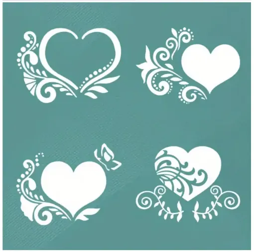 stencil plantilla reutilizable 10x10cms modelo corazones x4 modelos diferentes eleccion por unidad 0