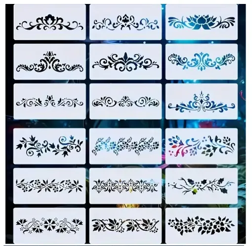 stencil plantilla reutilizable medida 14x7cms modelo guarda x18 motivos diferentes por unidad 0