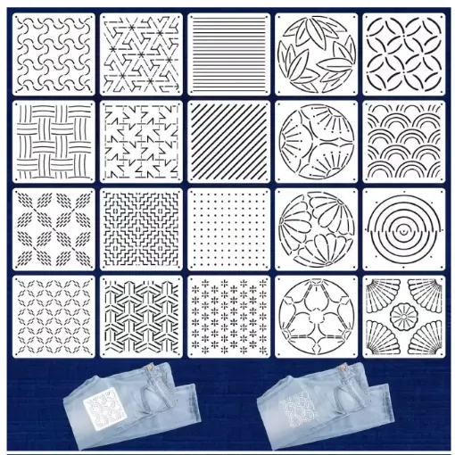 plantilla patrones bordado sashiko 10x10cms varios motivos por unidad 0