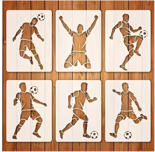 stencil plantilla reutilizable 14x10cms modelo futbol set x6 motivos diferentes 0