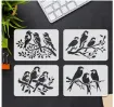 stencil plantilla reutilizable 10x10cms 10x15cms modelo pajaritos set 10 motivos diferentes 2