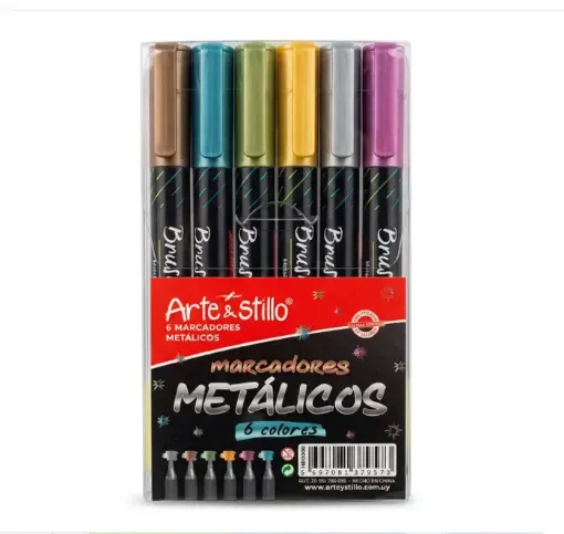 marcadores metalizados arte stillo set 6 colores diferentes 0