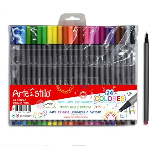 marcadores fibras punta 0 4mms arte stillo set 24 colores 0